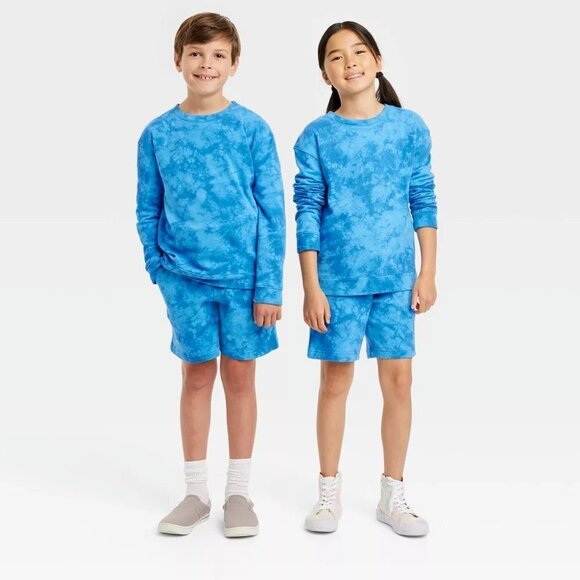 Cat & Jack Unisex Kids Size Small Bright Blue Tie Dye Pullover Sweatshirt 1372 - Picture 3 of 8